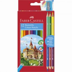   Faber-Castell színesceruza készlet ajándék hegyezővel, 12+3db - Bicolor