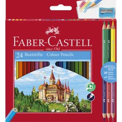   Faber-Castell színesceruza készlet ajándék hegyezővel, 24+3db - Bicolor