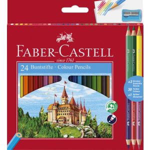 Faber-Castell színesceruza készlet ajándék hegyezővel, 24+3db - Bicolor