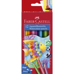 Faber-Castell színesceruza készlet 12db-os AQUARELL + ajándék ecset