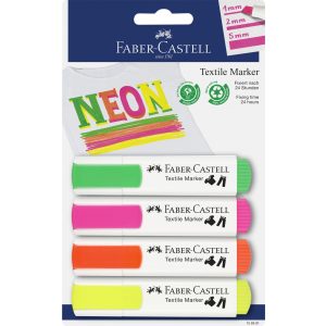 Faber-Castell textílfilc készlet 4 db-os, neon színekben