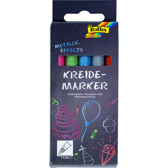 Folia kréta marker szett 5db-os, metál színek