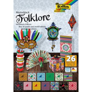 Folklor mintás kézműves papír karton blokk 24 x 34 cm 30 ív, különböző mintákkal