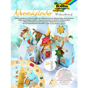 Folia 26 részes adventi naptár készítő szett, "karácsonyi falu"